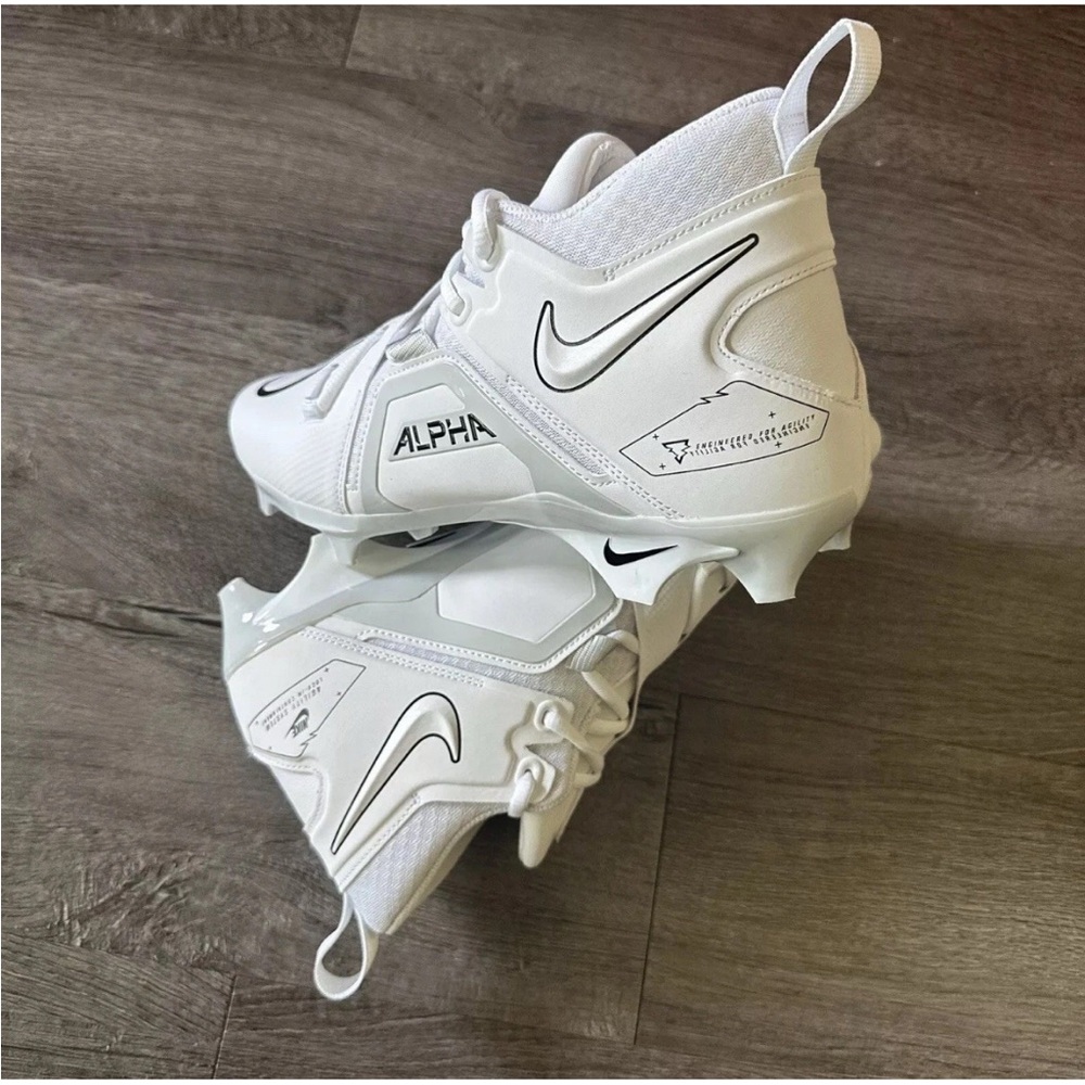 Men’s Nike Alpha Menace Pro 3 White Black Pure Platinum‎ Football Cleats - Picture 4 of 8